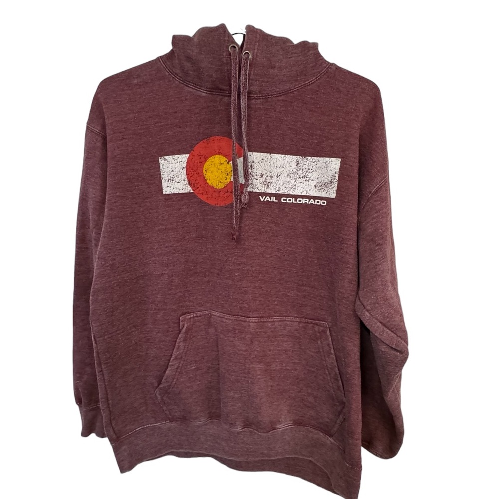 Vintage High End Deep Red Vail Colorado Ski Snowboard Men’s M Hoodie MINTY